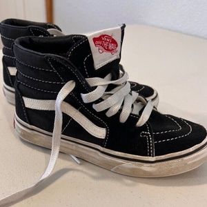 Vans Skateboard Shoe High Top 721454 Kids Size 1 -Black/White-